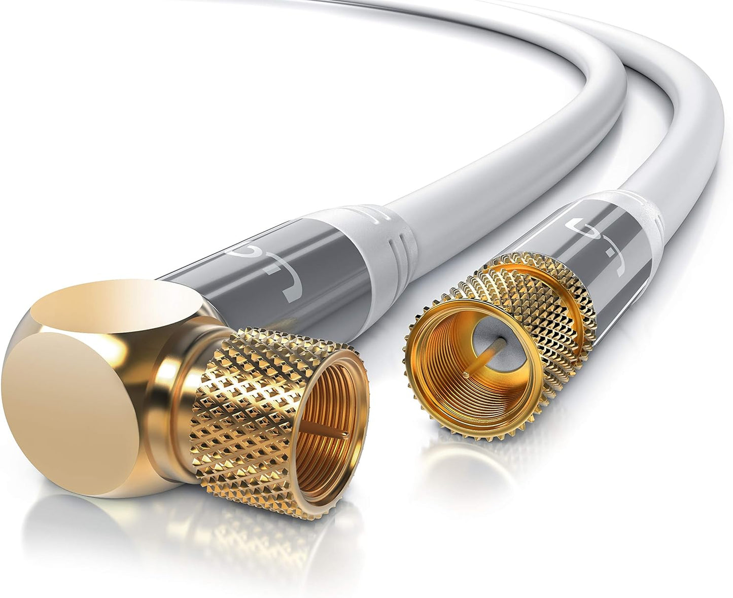 Abgewinkeltes SAT Kabel, 7,5m / weiss