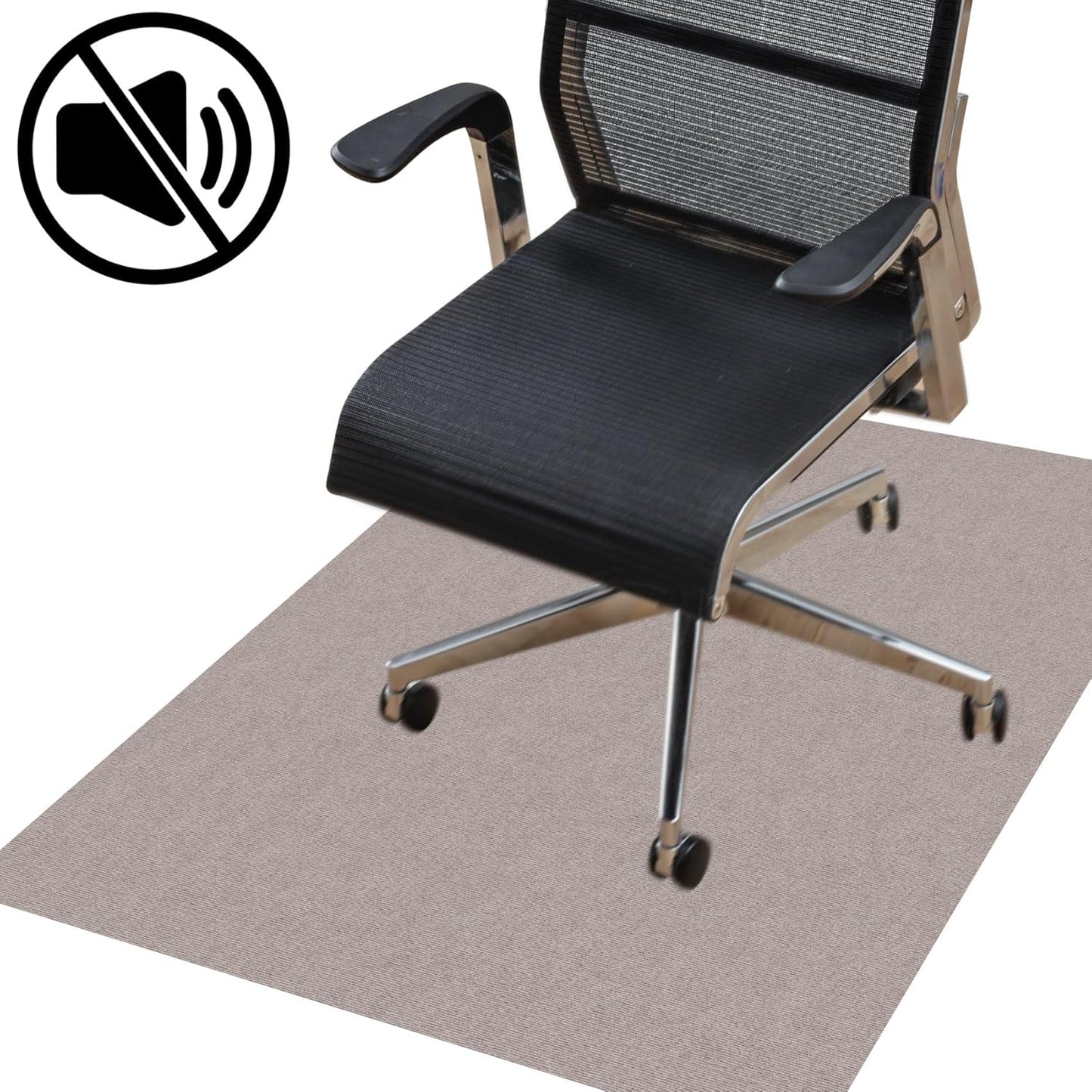 Selbsthaftende Bodenschutzmatte für Bürostuhl, 150 x 150 cm Beige