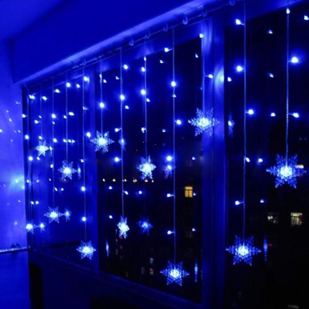 LED Lichterkette Schneeflockenvorhang mit 8 Modi & 96 LEDs, Blau