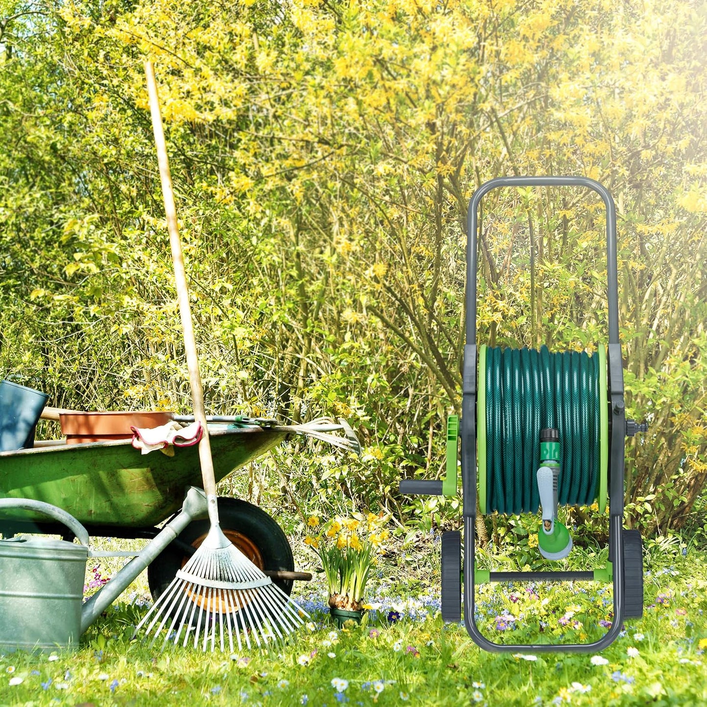 Fahrbarer Schlauchwagen für 45m Gartenschlauch