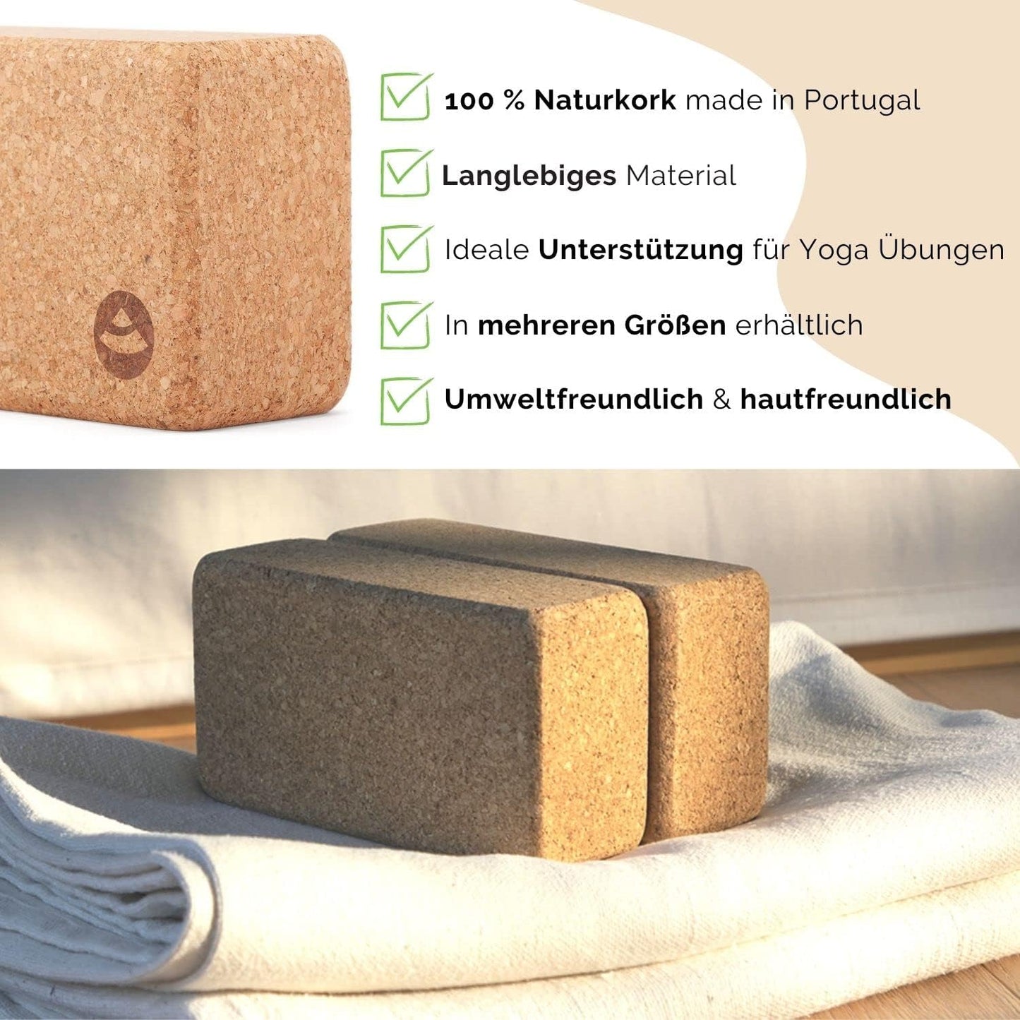 Yoga Korkblock-Set, 2er-Set Medium