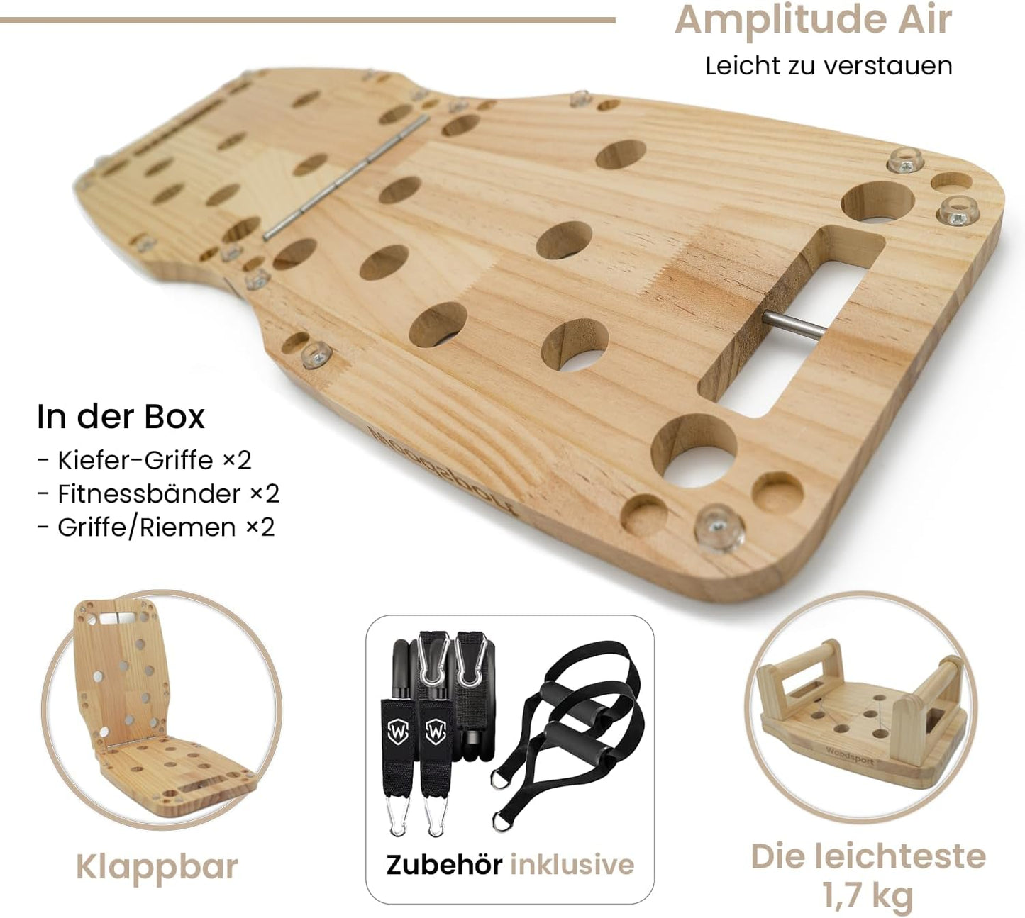 Liegestützbrett aus Holz, Familie : 65 cm - Kiefer