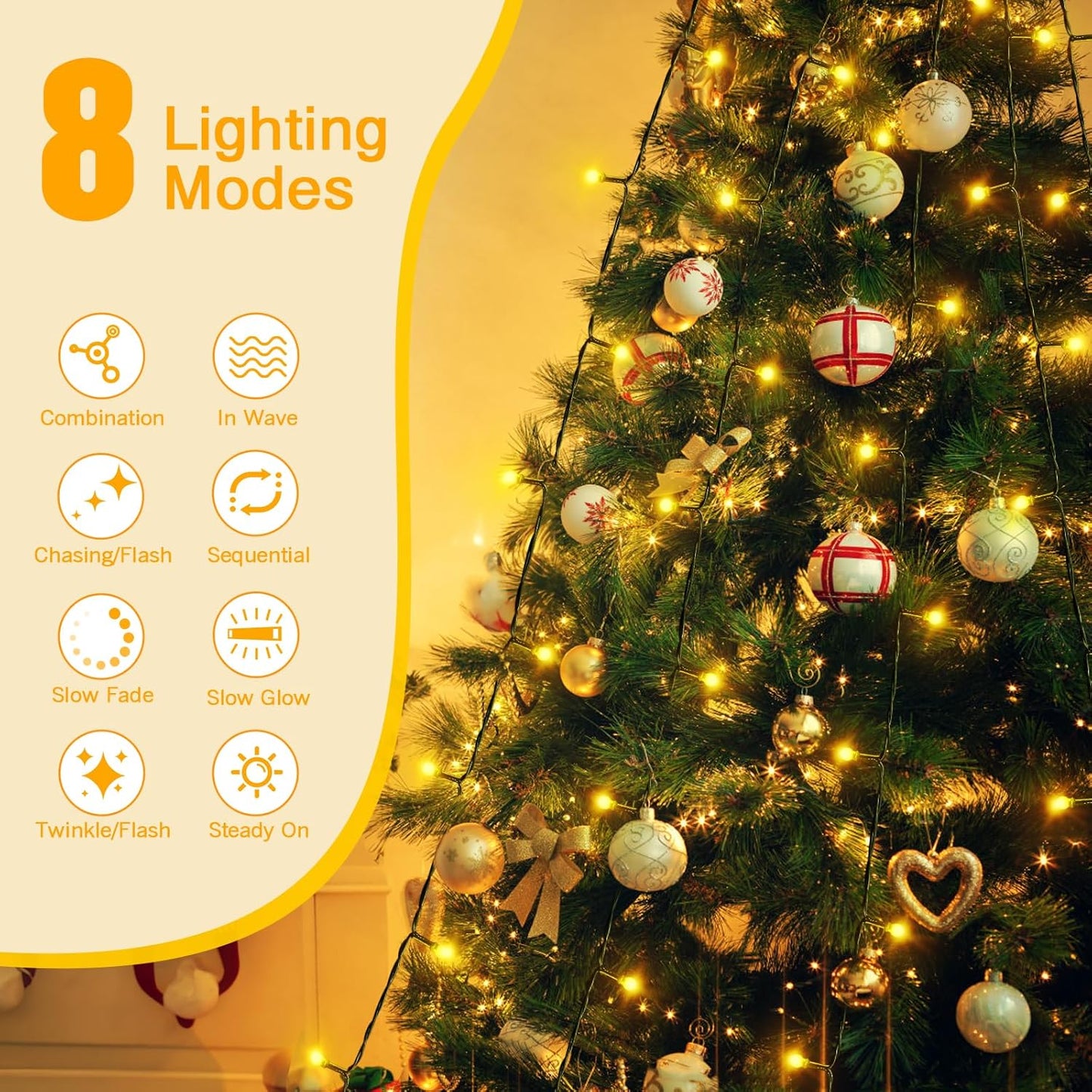 Christbaumbeleuchtung ‎RX-83-2 mit 8 Modi und 8 Strängen x 2 Meter, 8