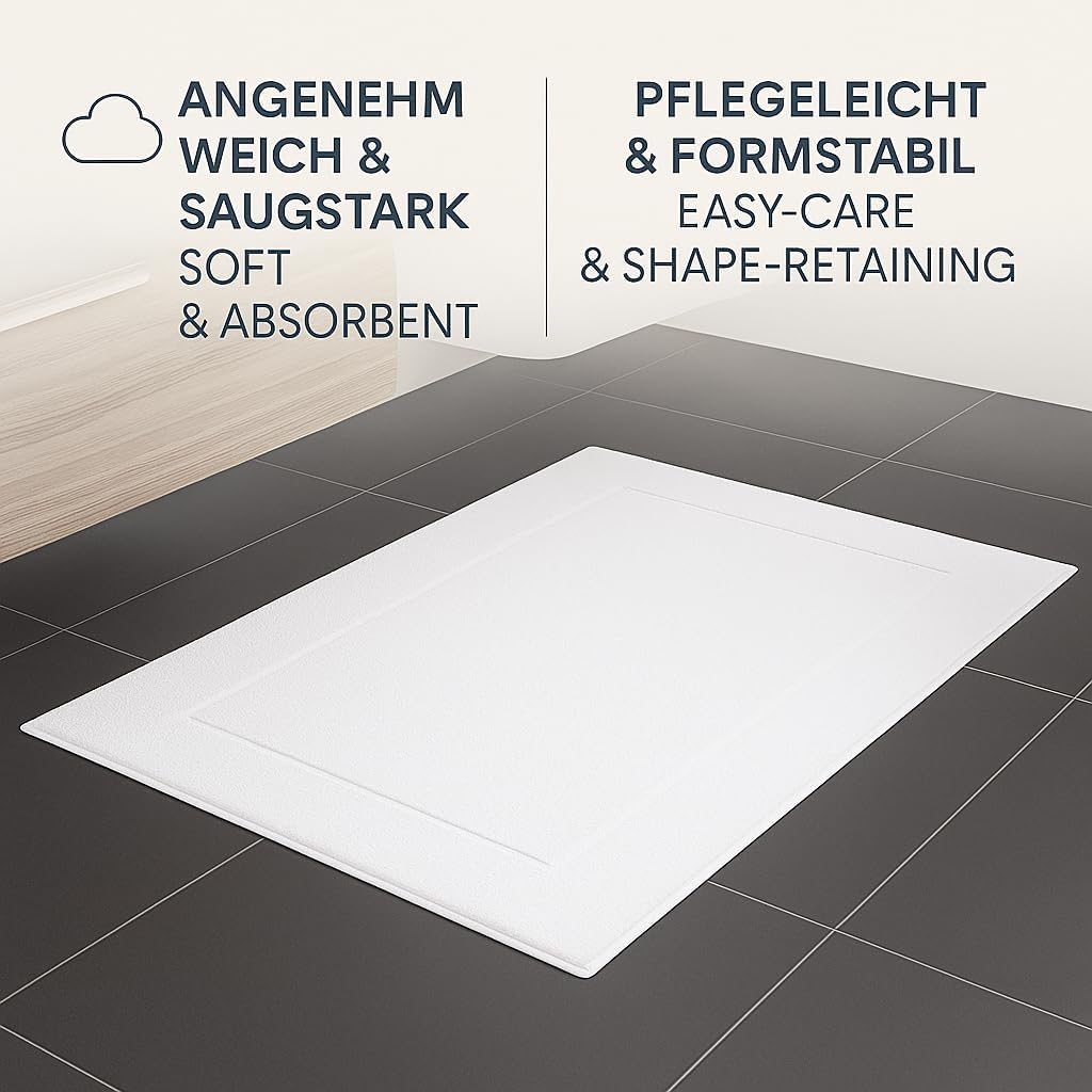 2er-Set Badematten, 50x70 cm, 2x Badvorleger Weiss