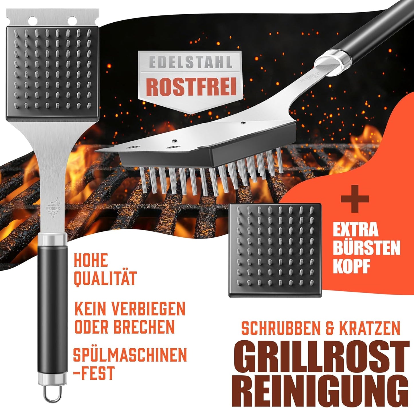 Grillbesteck-Set, Schwarz