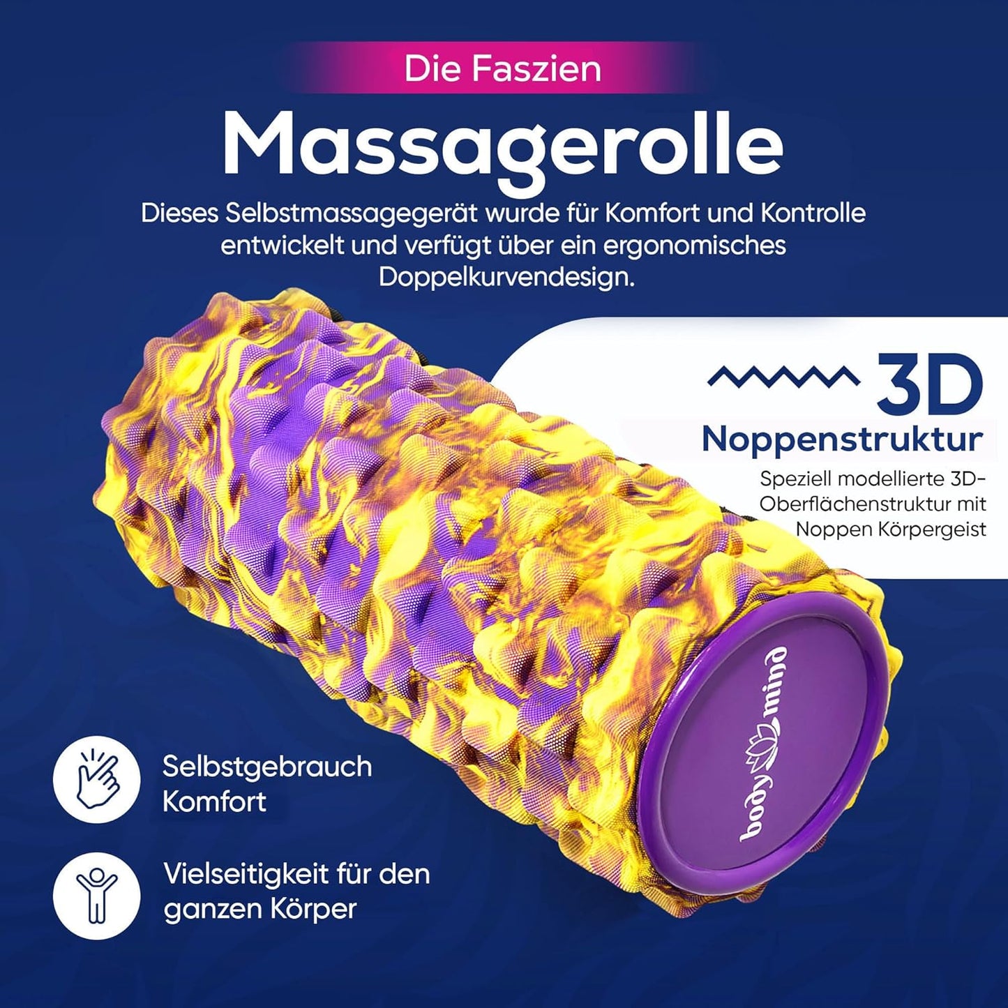 Faszienrolle für Massage und Fitness, Gelb-lila