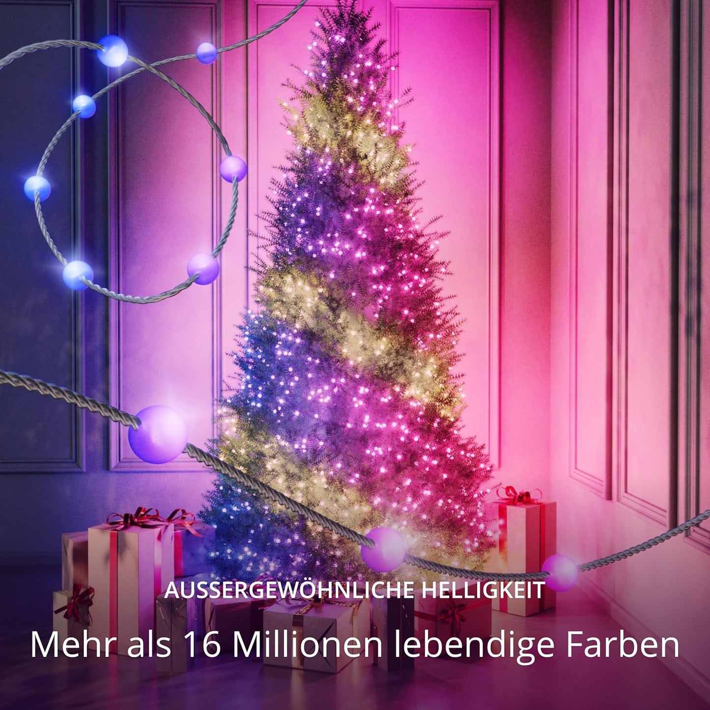 RGB LED-Lichterkette Perlen, Durchsichtiger Faden / 6m