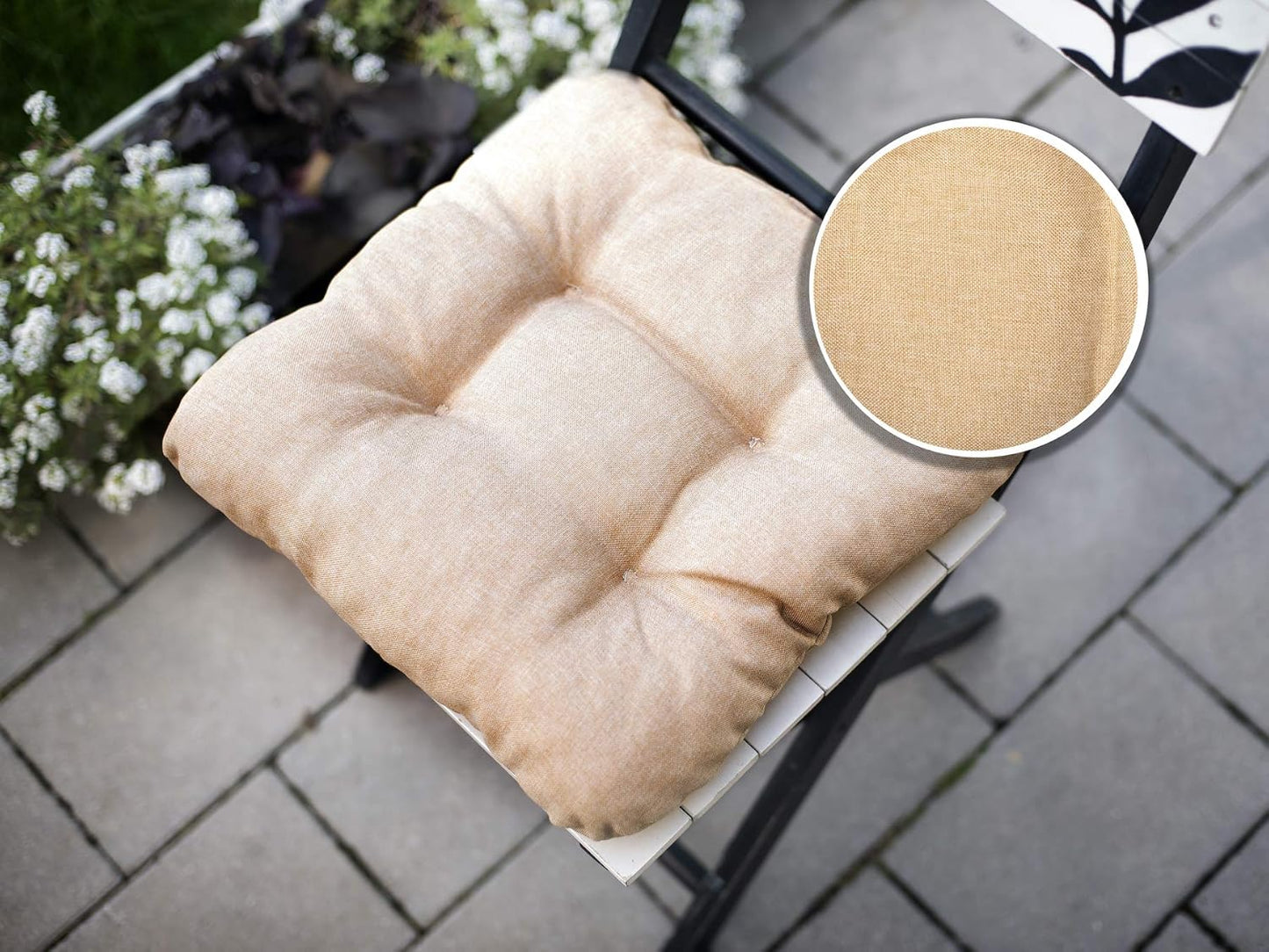 4er-Set Stuhlkissen-Set, 45 x 45 x 8 cm - 4er Set Beige