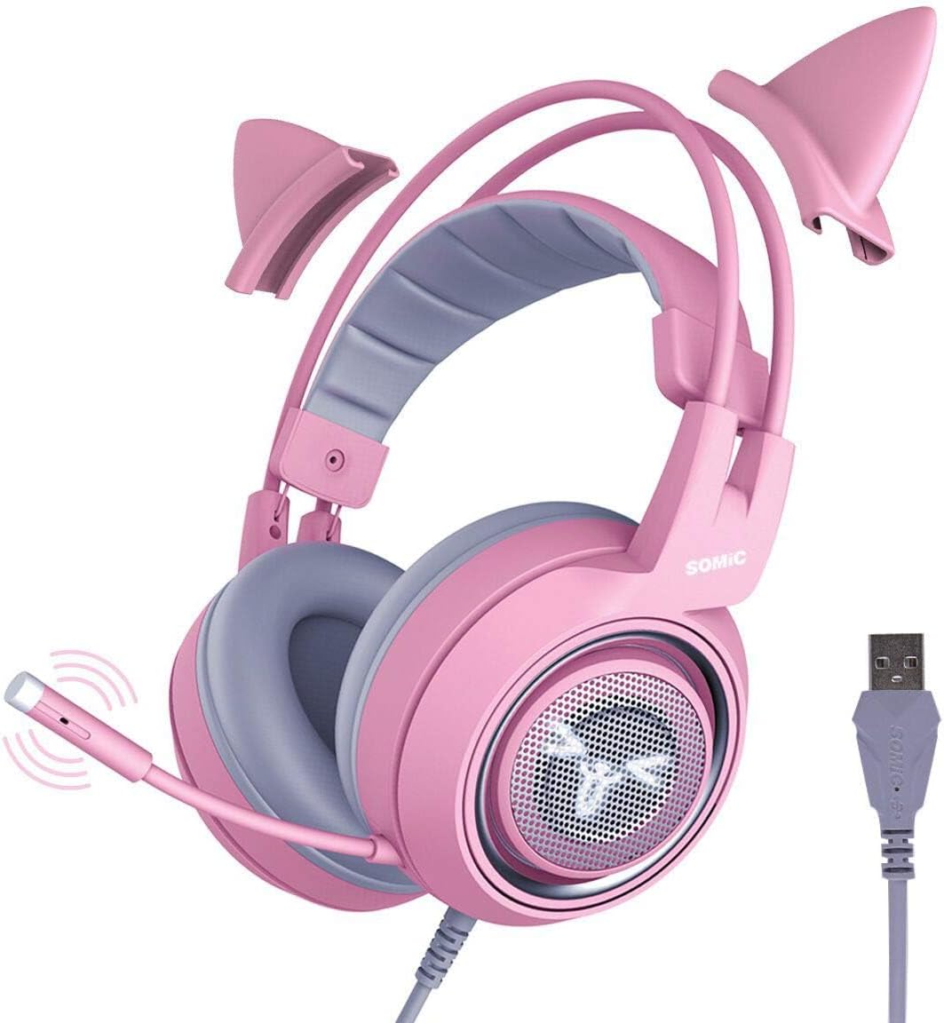 Gaming Headset G951 mit 7.1 Surround und LED-Licht, ROSA