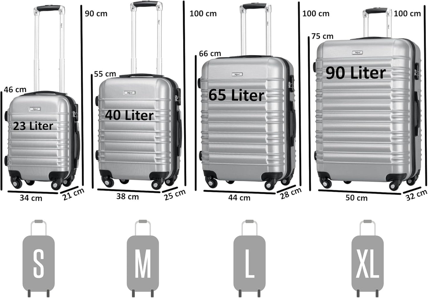 4-tlg. Hartschalenkoffer Set, Grau