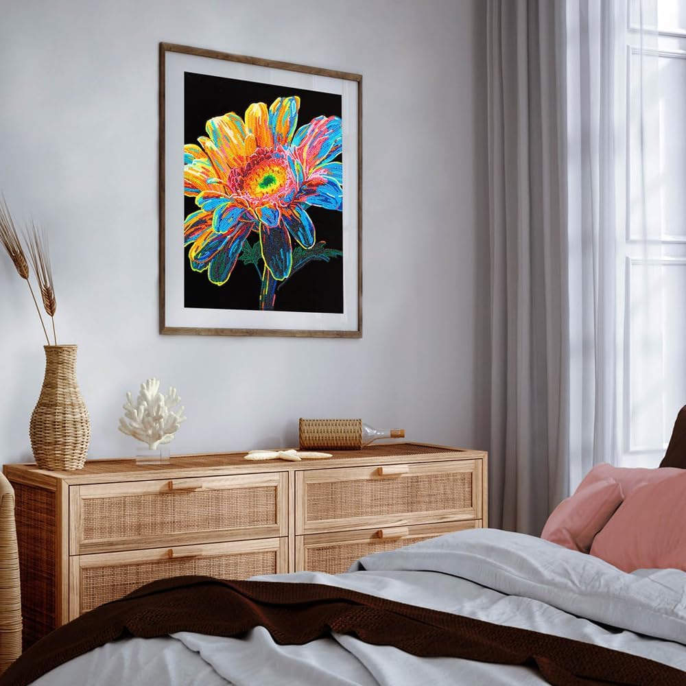 5D Diamond Painting Set Neon Gerbera