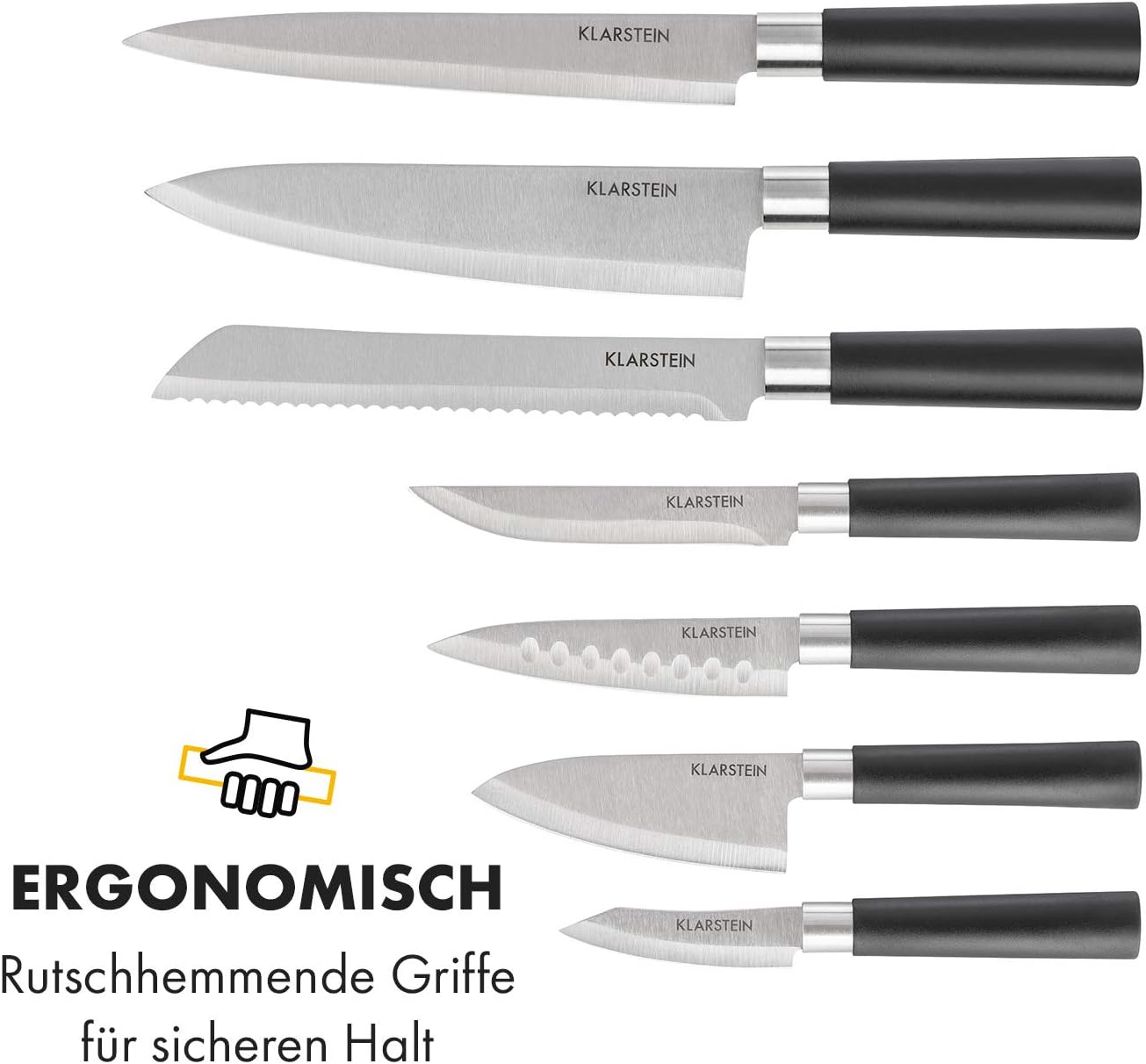 Messerblock mit Messerset, Weiss, 7-teilig