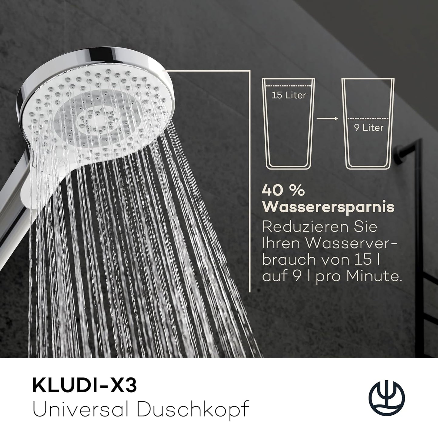 X3 Duschkopf, 3 Strahlarten Chrom