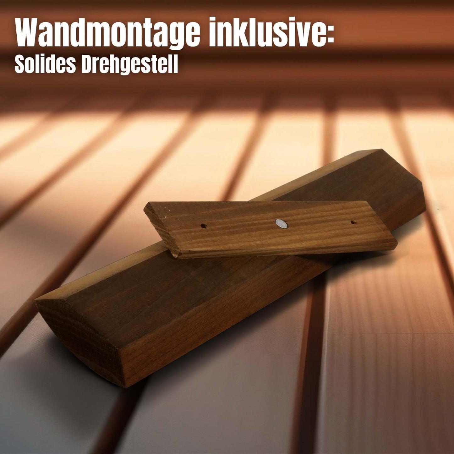 Sauna Sanduhr mit Holz-Drehgestell, Dunkel / Weiss