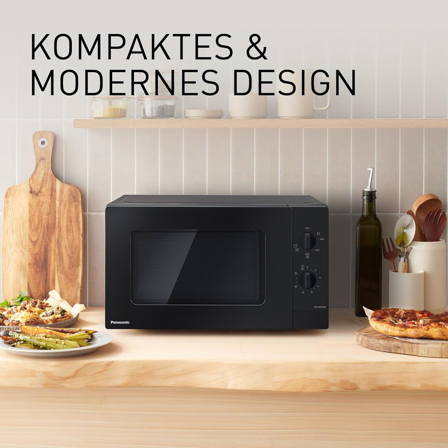 Grill-Mikrowelle NN-GM22QBEPG mit Glasplatte & Timer, Mit Grill Compact Schwarz