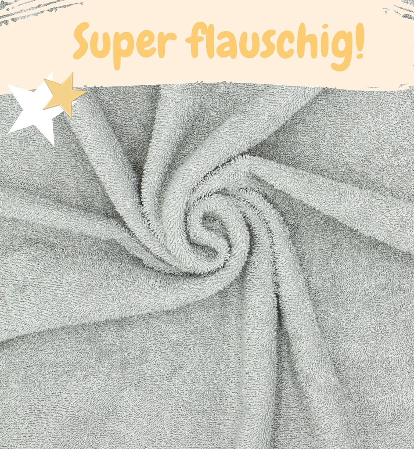 3-teiliges Baby Kapuzenhandtuch-Set mit Waschlappen, Zebra-Motiv, 100 x 100 cm, Zebra Grau 100 x 100