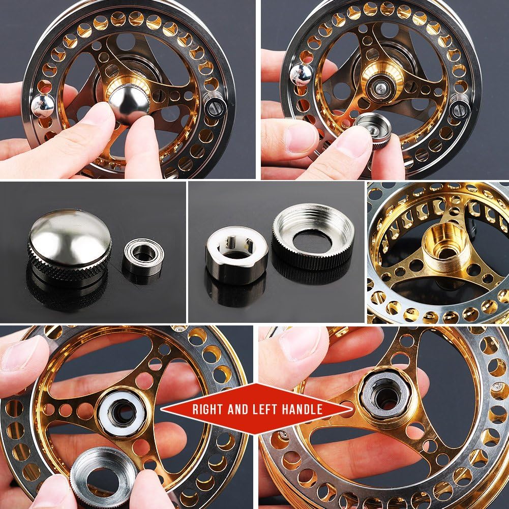 Fliegenfischen-Rolle mit CNC-Aluminium-Spule, gold , silber 7/8 Reel