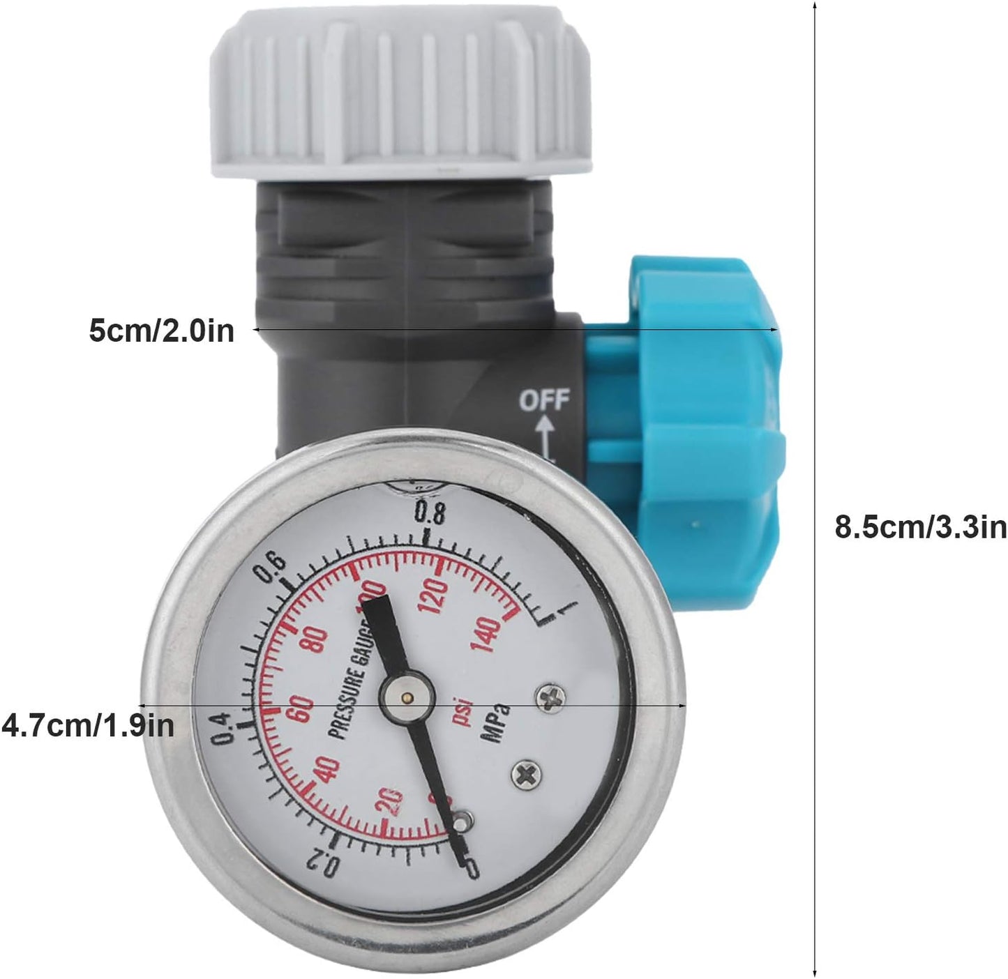 Einstellbares Wasserdruckregelventil mit Manometer