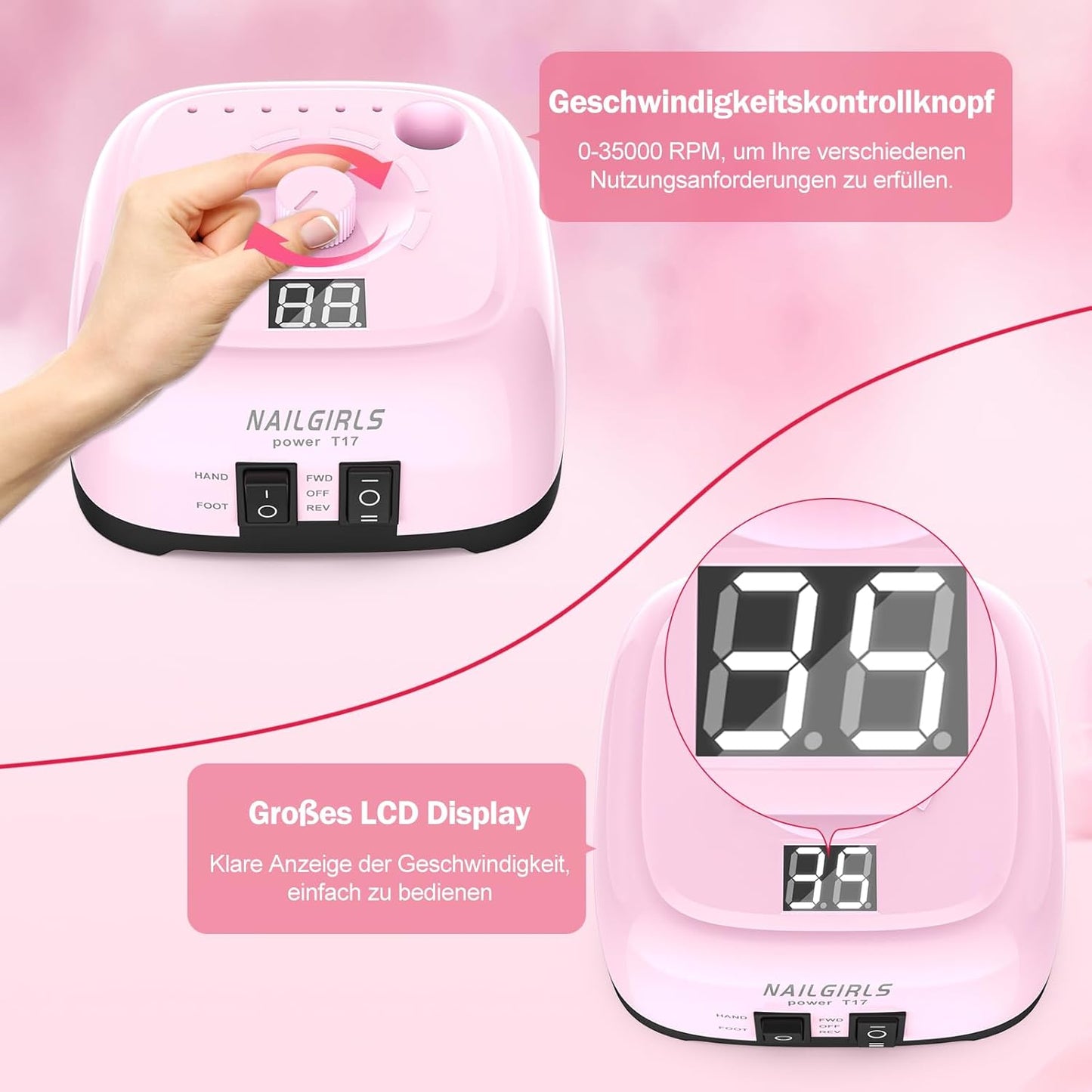 Elektrischer Nagelfräser, Rosa