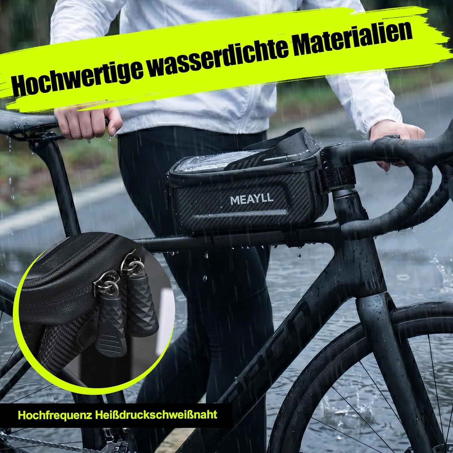 Velotasche mit Handyfenster, Schwarz 20x10x13 cm