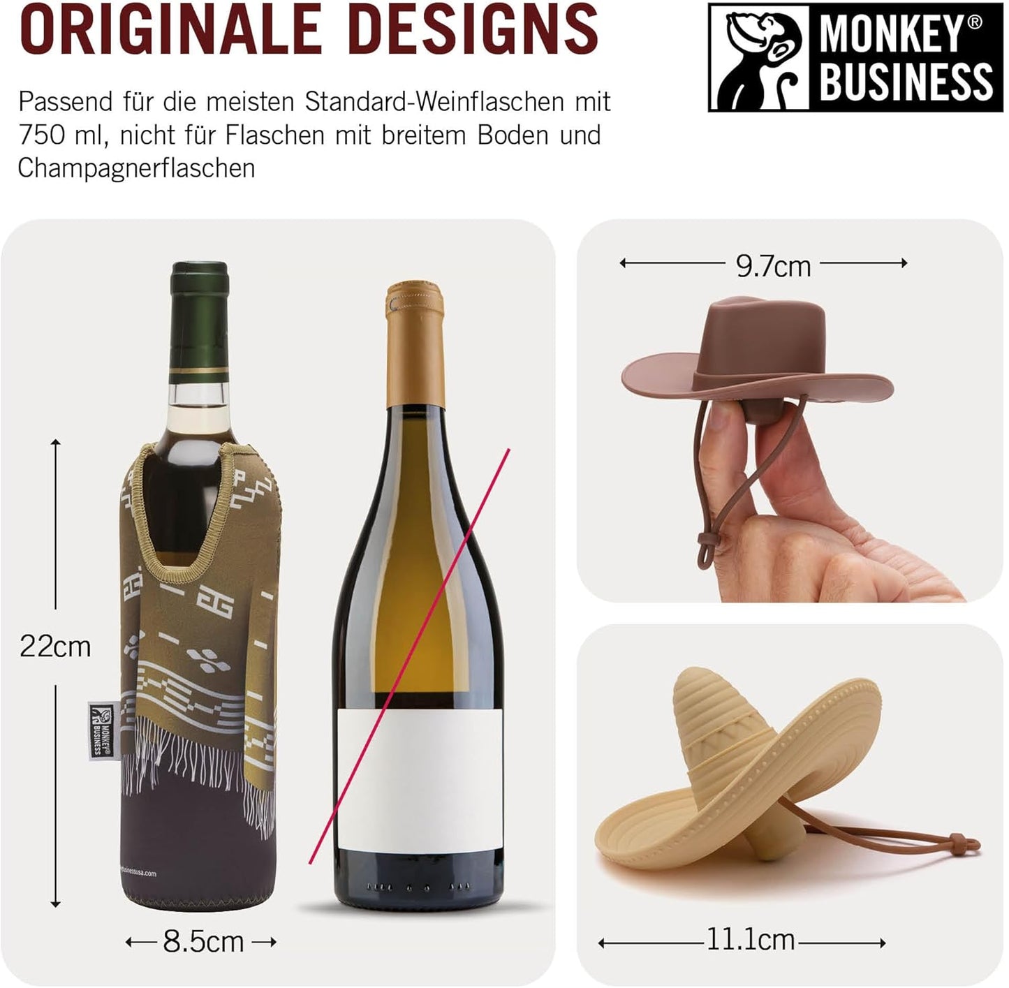 Geschenkbox Desperados für Weinliebhaber mit Flaschenverschlüssen und Ponchos