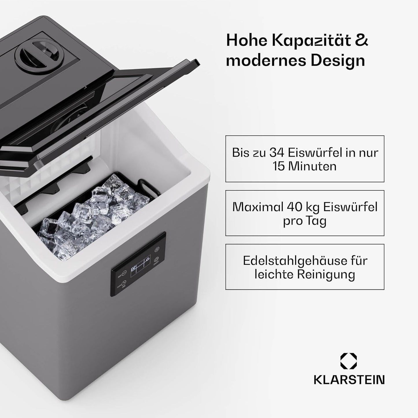 Eiswürfelmaschine FrostMaster (40 kg/Tag), Edelstahl