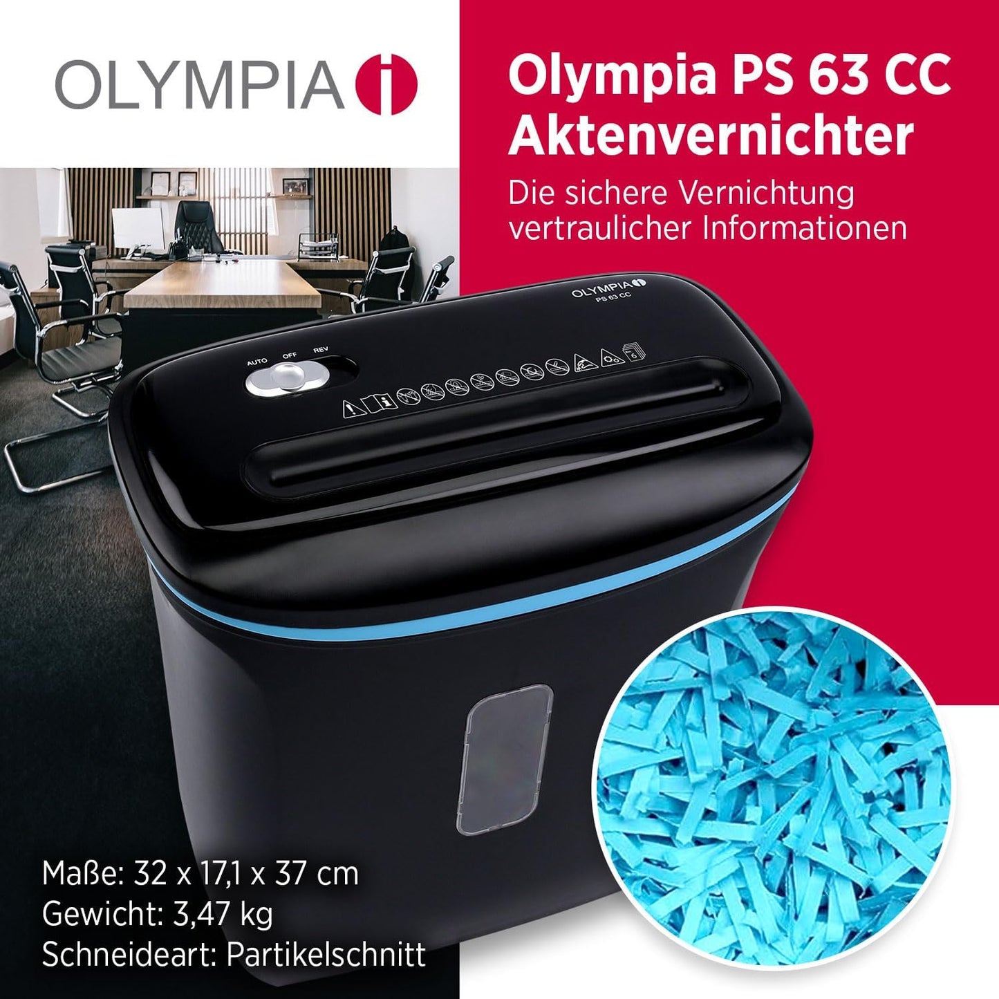 PS 63 CC Aktenvernichter für Papier & Kreditkarten