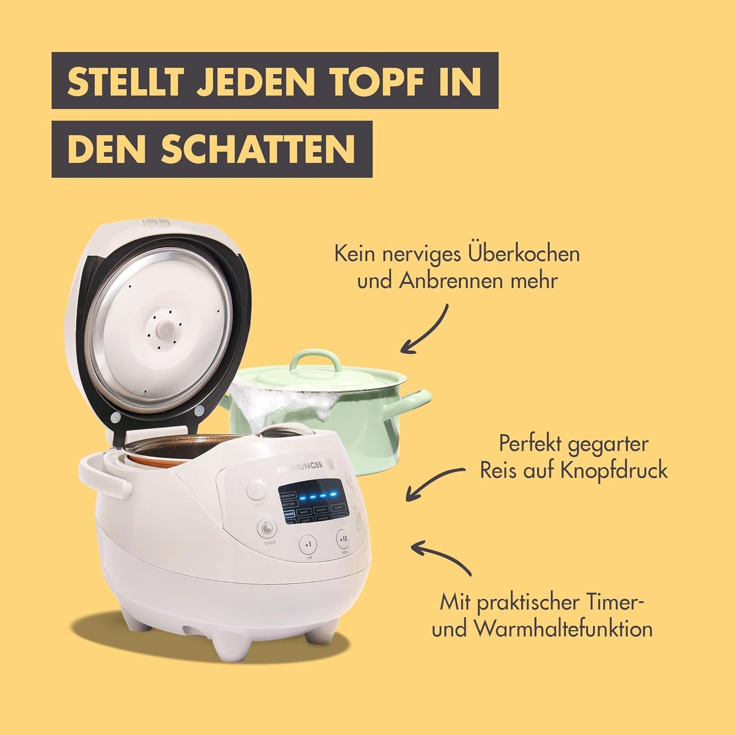 Digitaler Reiskocher mit Starterset (11-teilig), Starterset grau