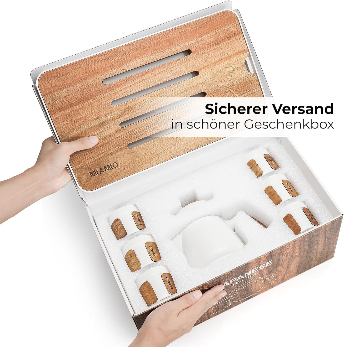 Japanisches Teekannen-Set mit Tassen und Teesieb, Weiß