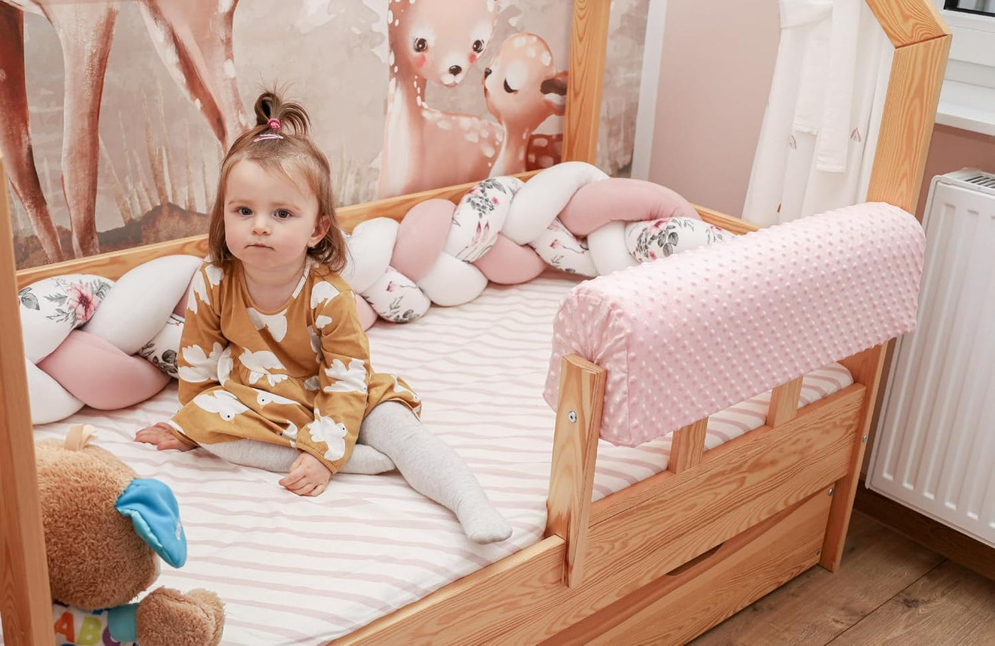 Bettkantenschutz für Kinderbetten, Rosa 90 cm