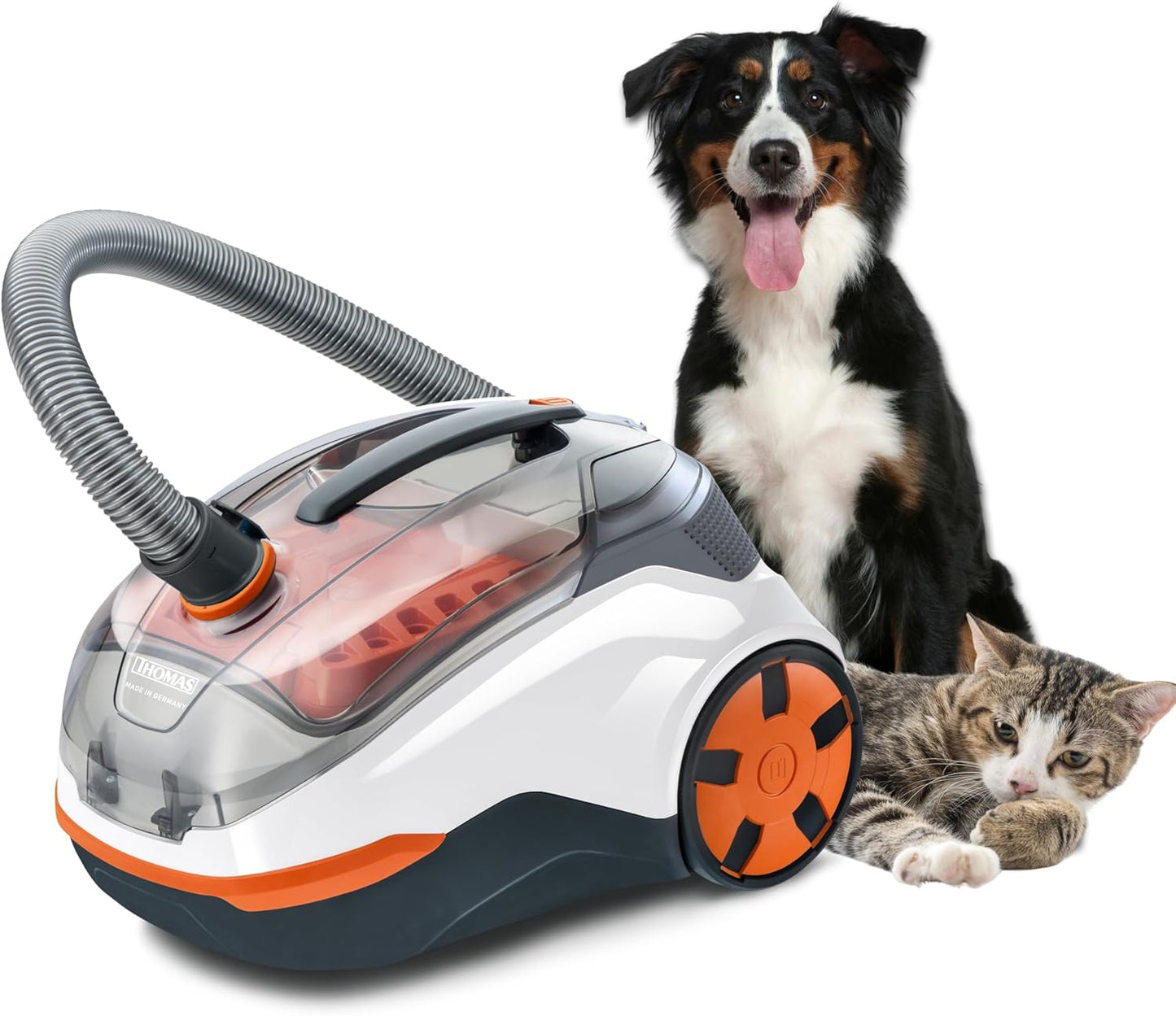 Pet & Friends Zyklonstaubsauger für Tierhaare, Weiss/Orange