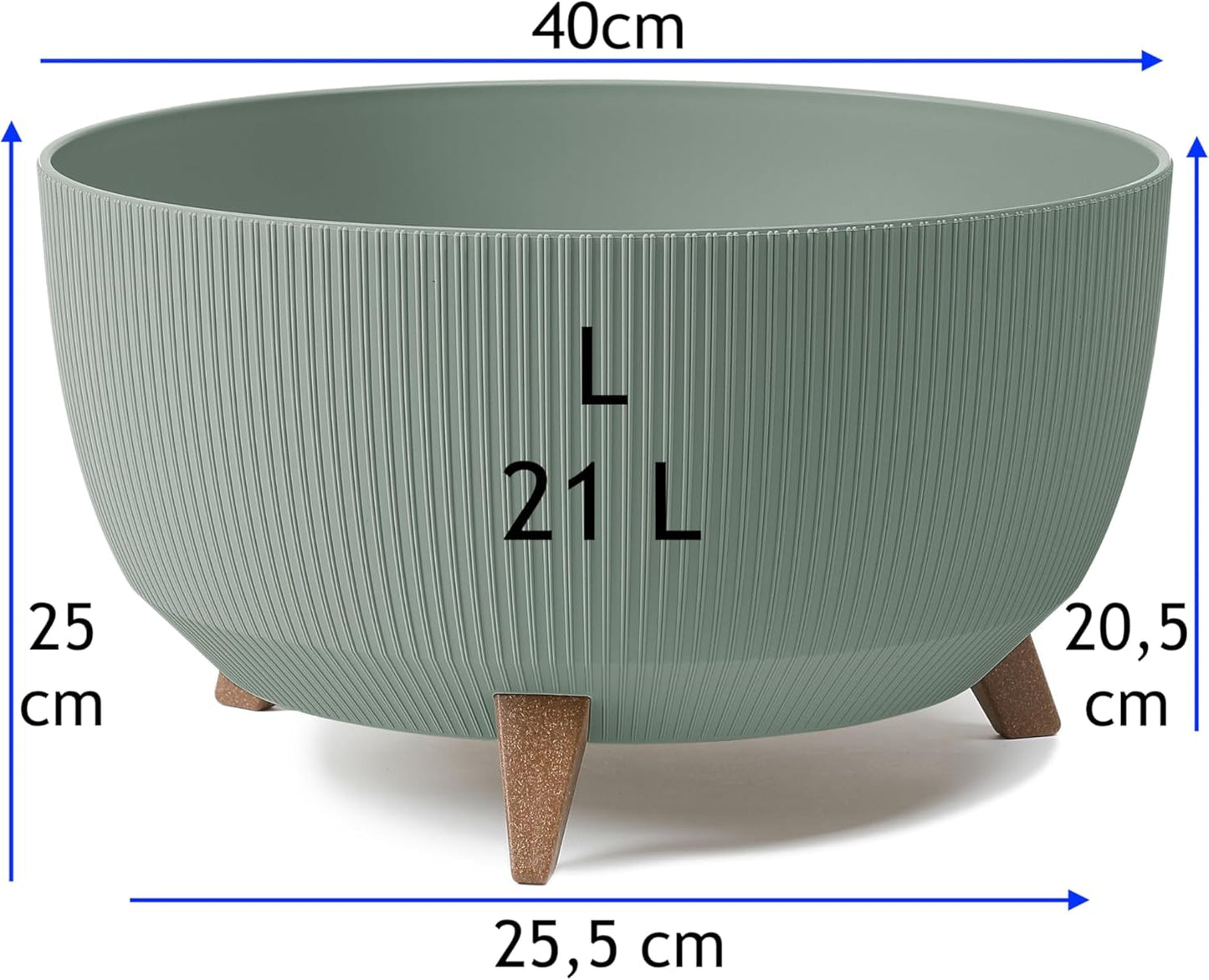 Pflanzschale mit Füssen, Grün L - 40 cm