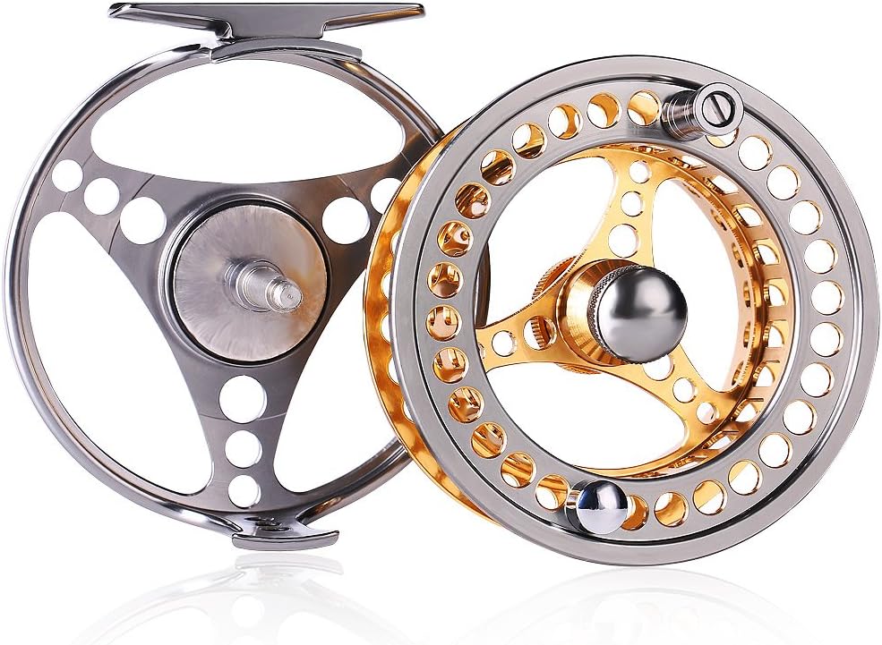 Fliegenfischen-Rolle mit CNC-Aluminium-Spule, gold , silber 7/8 Reel