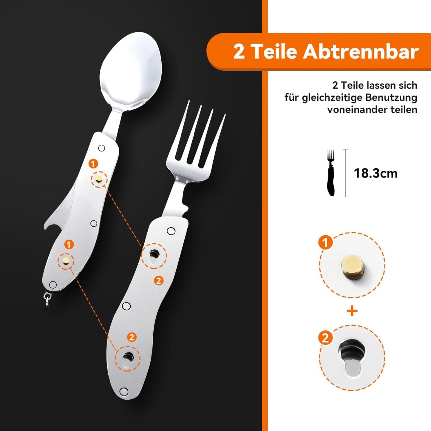 Campingbesteck Set, Schwarz