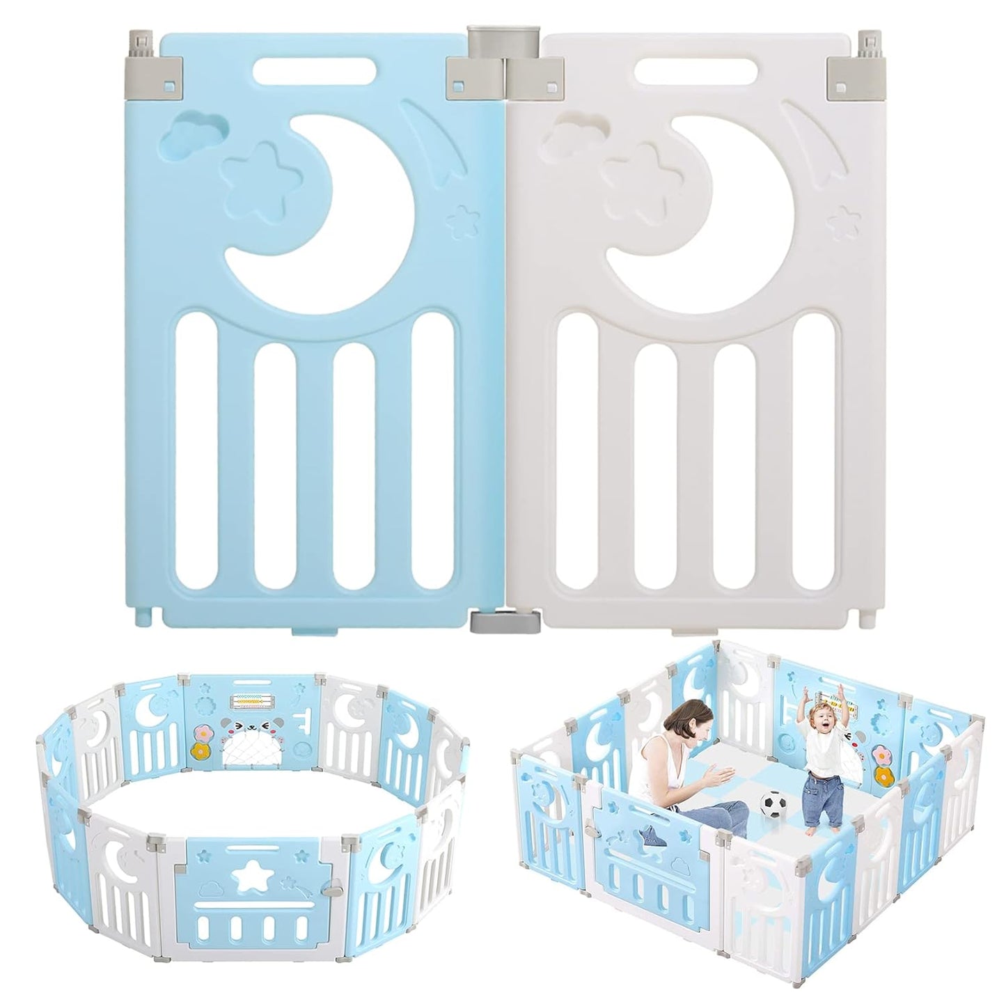 Laufstall Baby 2 Paneele, Blau 37x62 cm (2 panels)