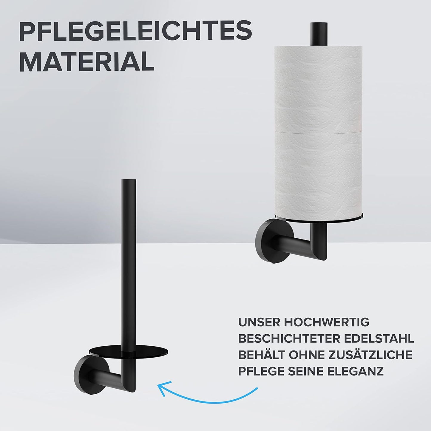 Ersatzrollenhalter zur Wandbefestigung, Schwarz Zum Bohren