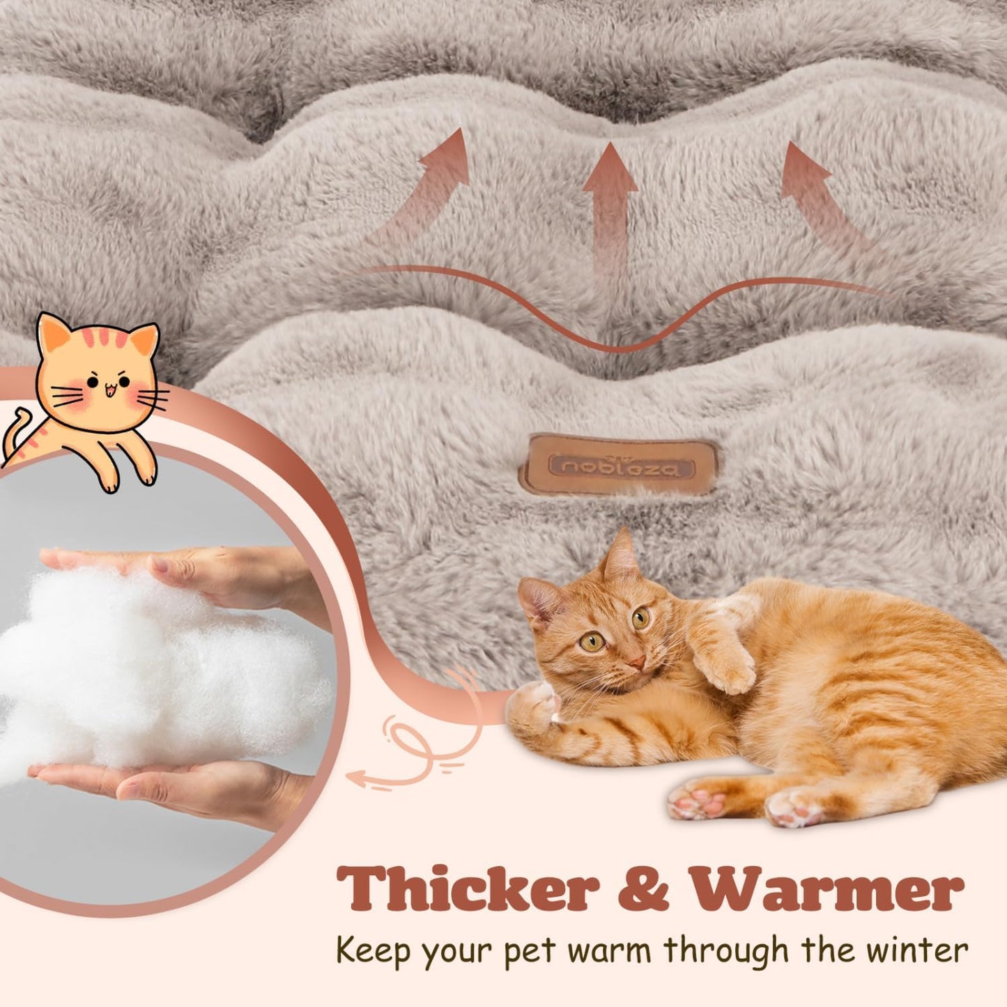 Flauschiges Katzenbett mit rutschfester Unterseite, waschbar, L50*W40cm