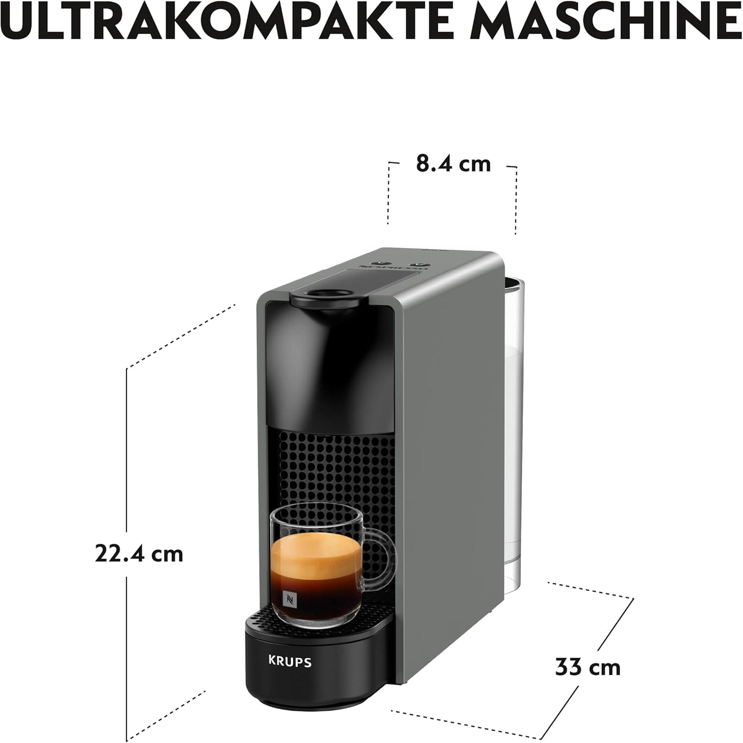 Nespresso Essenza Mini, ohne Milchaufschäumer, Grau