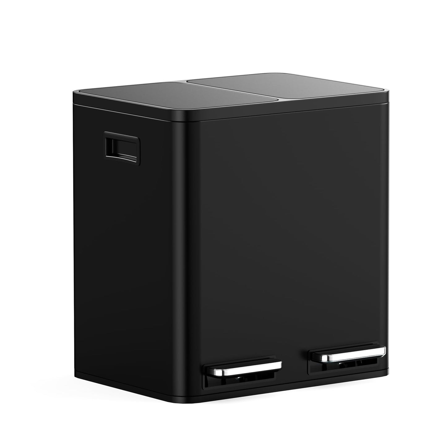 Rutschfester Doppelmülleimer, Schwarz 30L (2x15L)