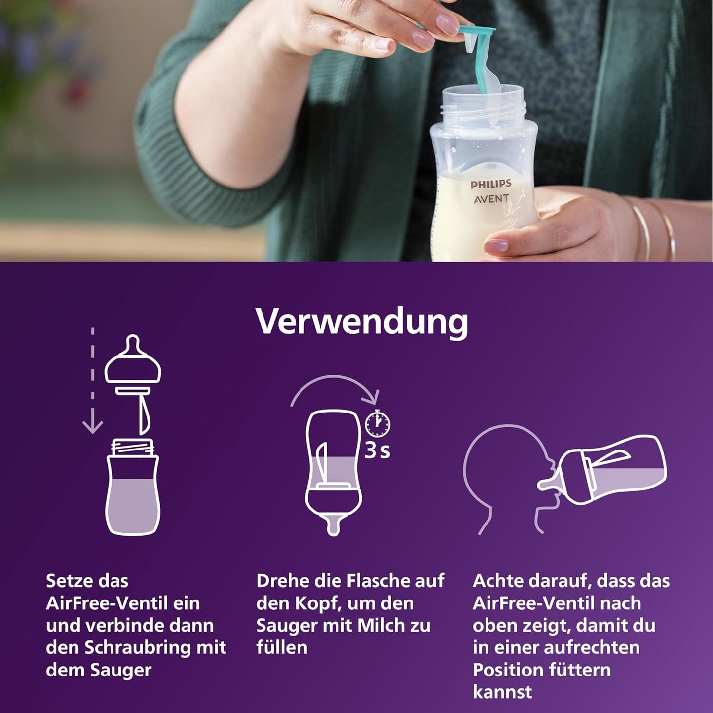 Babyflaschen Geschenkset mit AirFree Ventil (4 Stück), Single