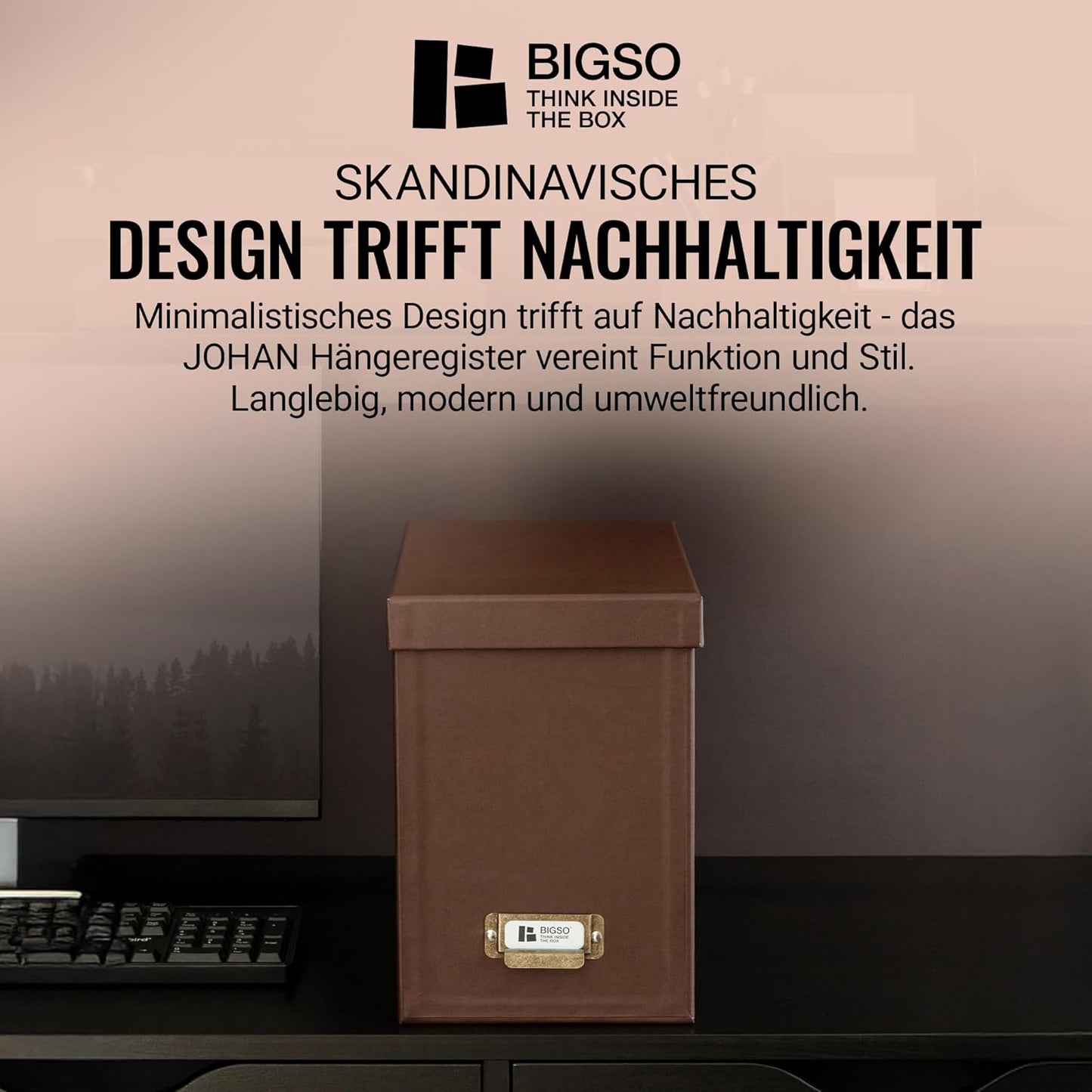 Hängeregisterbox für A4-Dokumente mit Deckel, Recycling-leder 35,0 x 18,5 x 27,0 cm