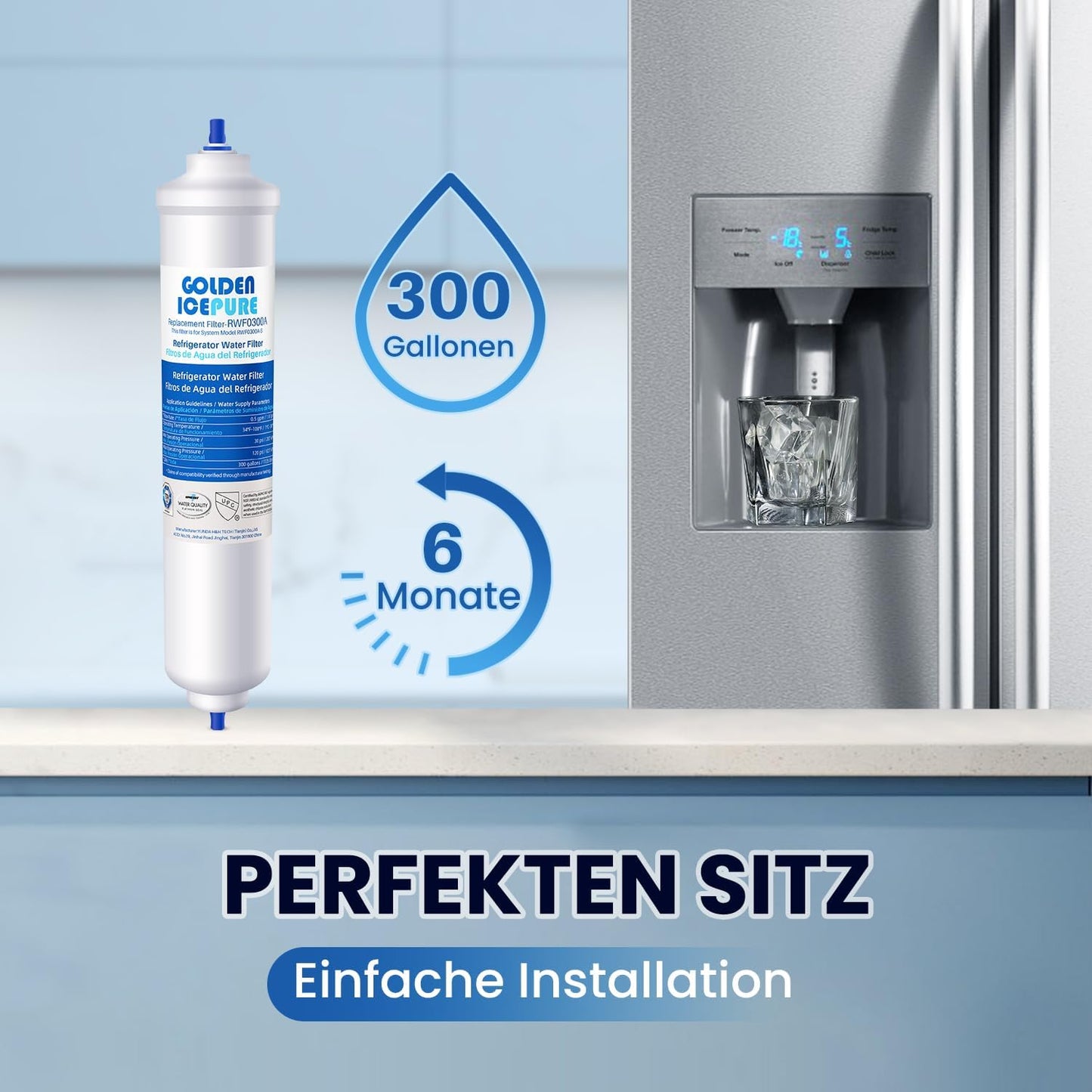 Wasserfilter für Kühlschränke, 2 Stück (1er Pack)