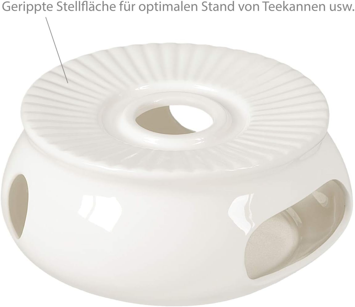 Teekanne mit Stövchen, Kanne + Stövchen 0: Weiß Ohne Deko