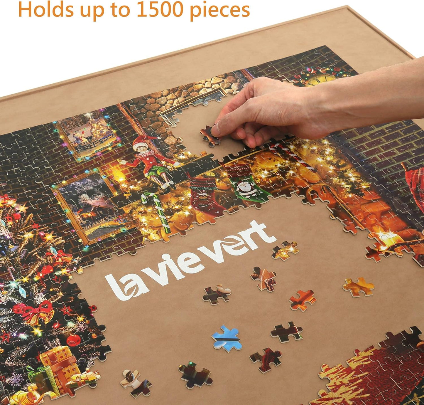 Holzpuzzlebrett für bis zu 1500 Teile, Khaki
