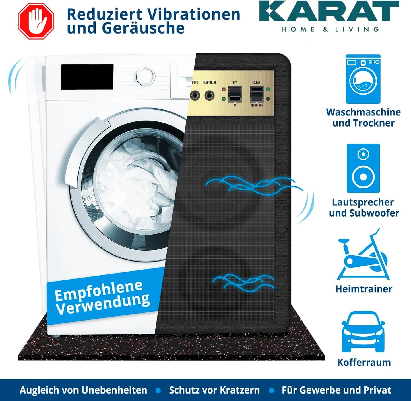 Bodenschutzmatte für Fitnessgeräte, Weiss-Schwarz 400L x 100B x 0.6D cm