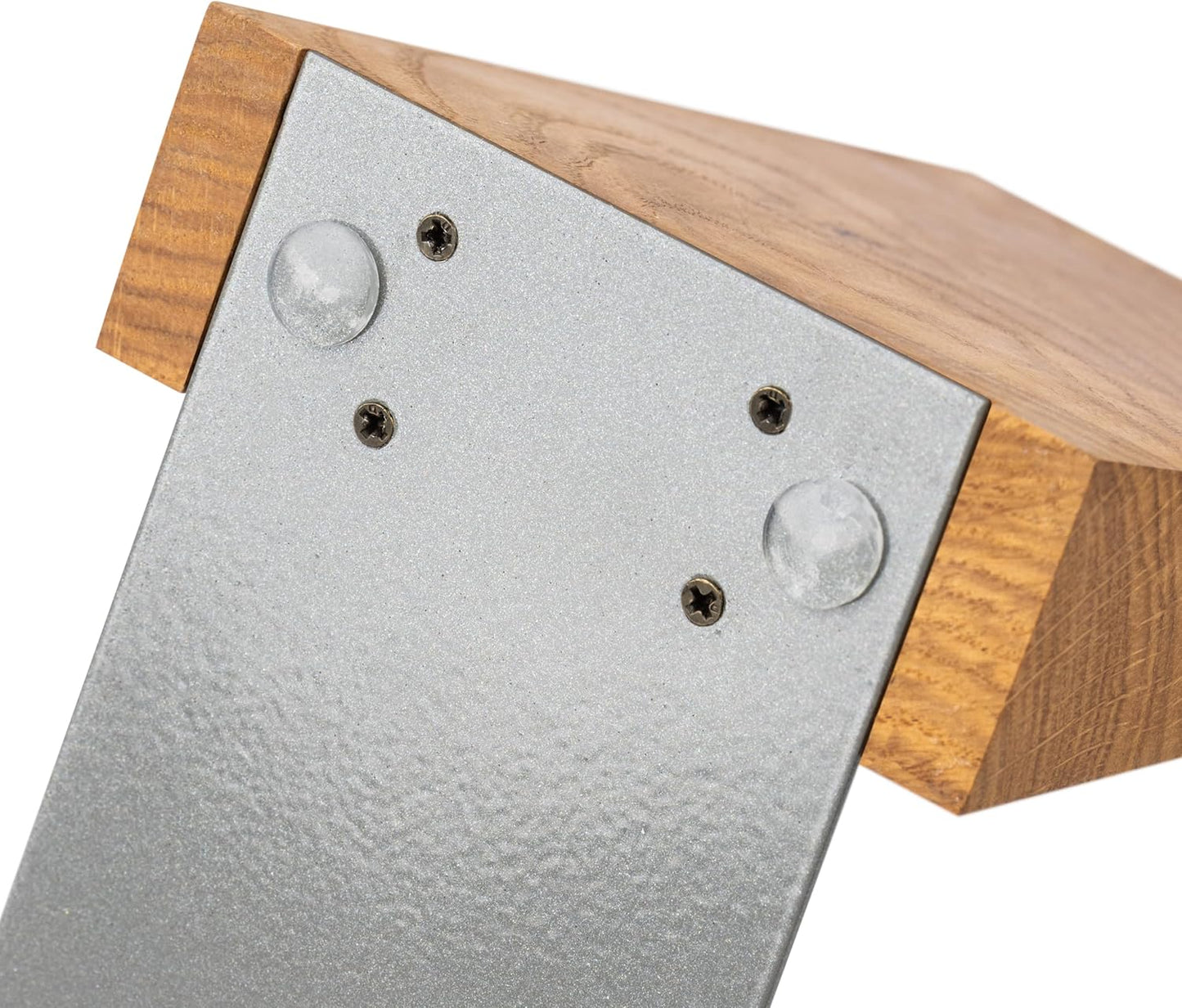 Buchstützen aus Holz mit Metallbasis, Eiche