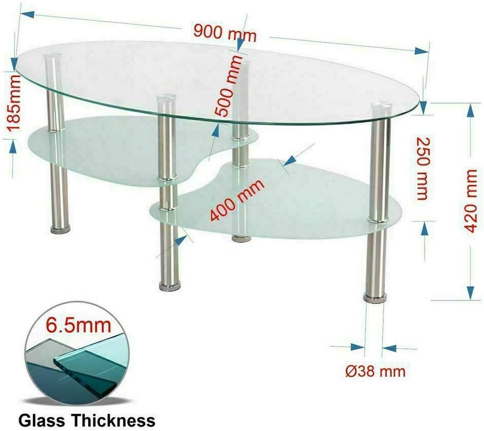 Ovaler Couchtisch, Transparent+weiss