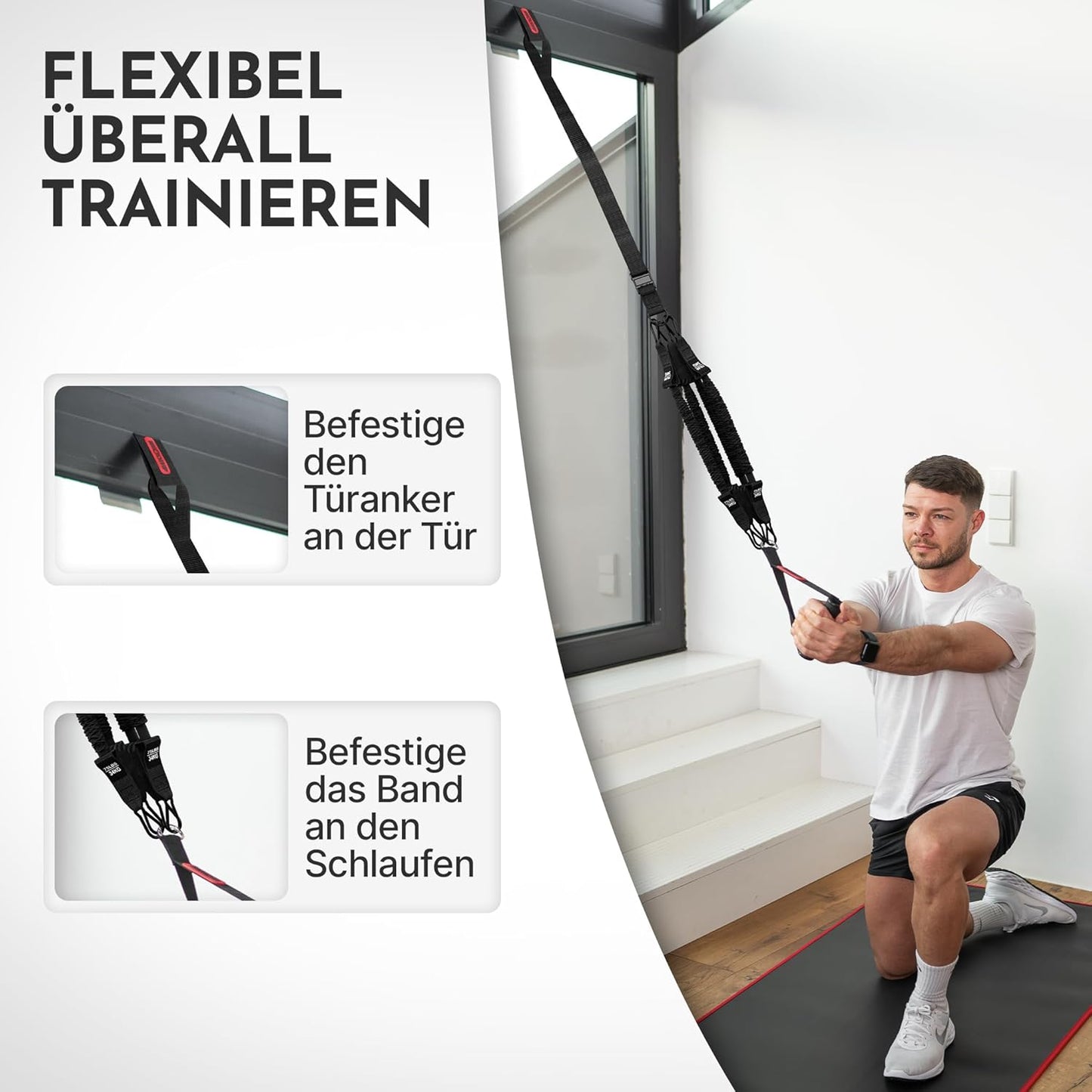 Klimmzughilfe mit 4-Seil-System und Fussschlaufen, Klimmzughilfe