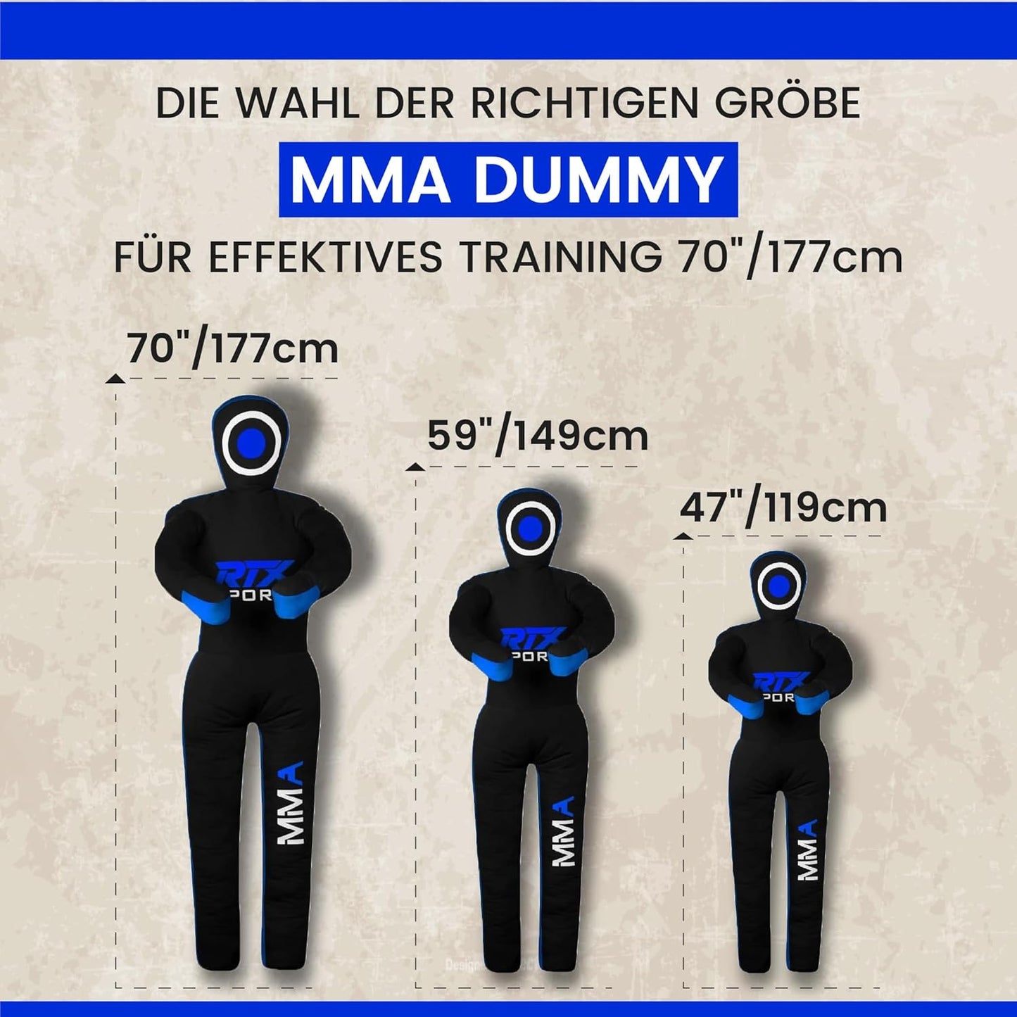 MMA Judo Grappling Dummy für Kampfsporttraining, 59" - Inches Blue