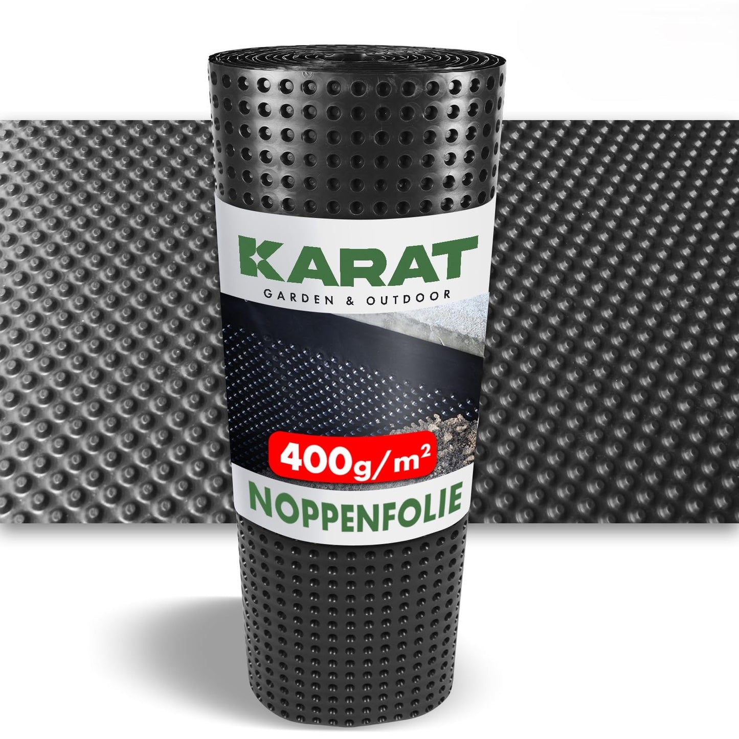 Premium Noppenfolie für Mauerschutz (20 m), 1 x 20 m Schwarz 1